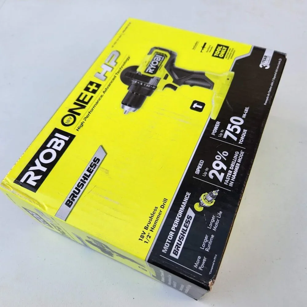 New RYOBI ONE+ HP 18V Brushless Cordless 1/2 in. Hammer Drill Power Tool Only Br